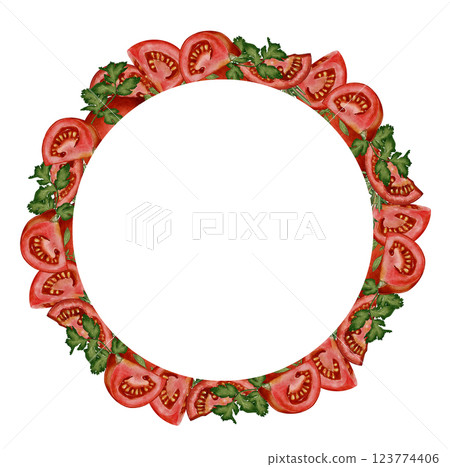 Wreath of tomatoes and parsley 123774406