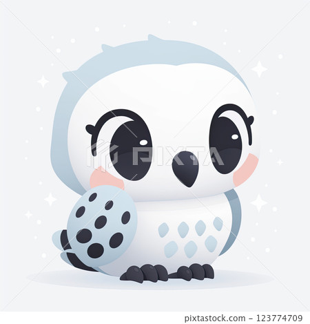 Cute cartoon owl with large eyes, looking wise and playful Cute cartoon owl with large eyes, looking wise and playful 123774709