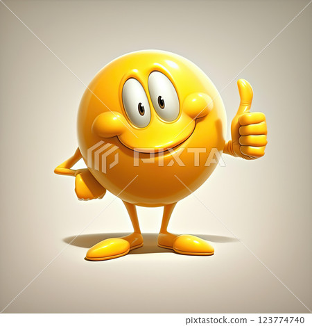 Cheerful yellow emoji giving thumbs up, expressing positivity and joy Cheerful yellow emoji giving thumbs up, expressing positivity and joy 123774740