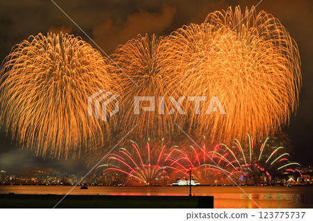 Kagoshima Kinko Bay Summer Night Fireworks Kagoshima Kinko Bay Summer Night Fireworks 123775737