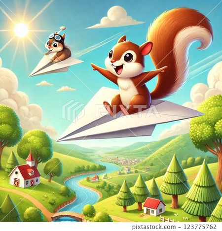 Squirrel and Flying Squirrel Walking in the Sky 123775762