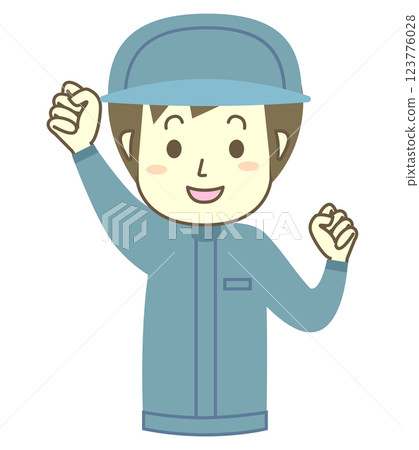 A young male worker posing in a fist 123776028