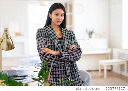 Woman Standing in her Home Office Woman Standing in her Home Office 123776127