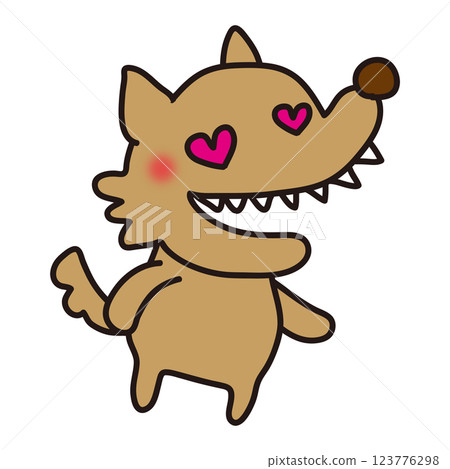 A scary wolf with heart-shaped eyes 123776298