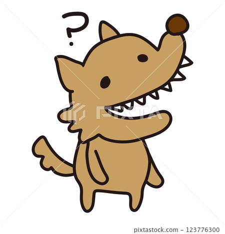 A not-so-scary wolf tilting its head 123776300