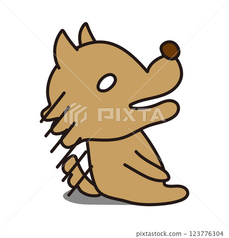 A not-so-scary wolf with its eyes rolled back in its head 123776304