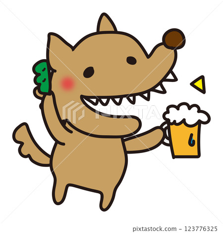 A not-so-scary wolf toasting with edamame beans 123776325