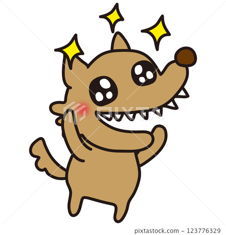A not-so-scary wolf with sparkling eyes 123776329