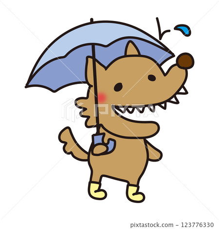 A scary wolf holding an umbrella 123776330