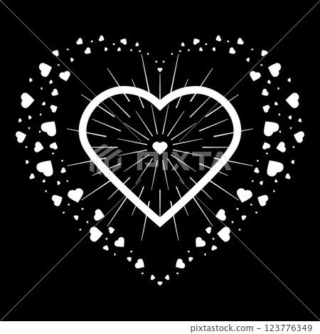 Heart symbol. Vector illustration. Black and white graphics 123776349