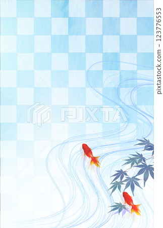 金魚夏季水彩日本圖案背景 123776553