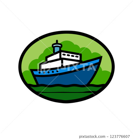 Nautical Boat Logo Vector Art for Marine Branding and T-Shirt Designs 123776607