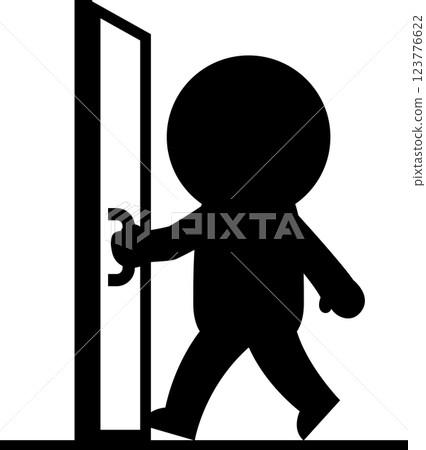 一個人打開門向前走的變形插畫 123776622