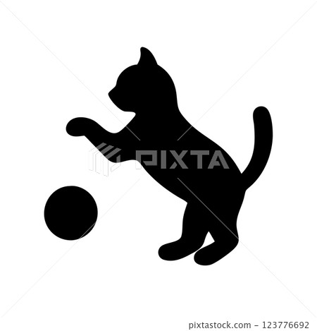 Playful Cat Silhouette Icon Vector Illustration Perfect for Pet Stores, Veterinarians, and Animal Shelters 123776692