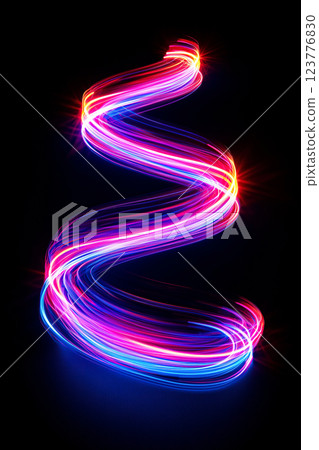 A fantastic S-curve drawn by colorful light trails 123776830