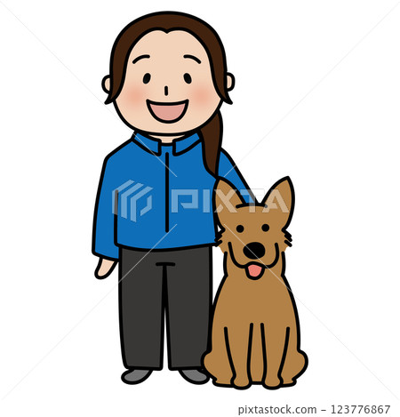 女訓犬師與豎耳犬 123776867