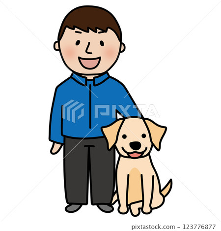 雄性訓犬師和垂耳狗 123776877