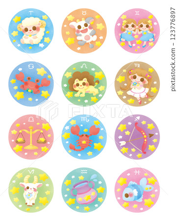 12 constellation icon set 123776897