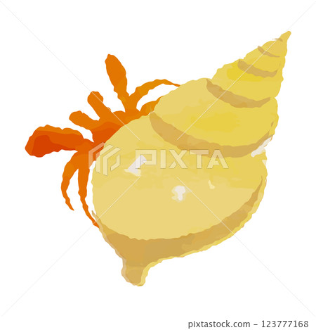 寄居蟹向量插圖 - 版畫、印章、拼貼、水彩、手繪風格 123777168