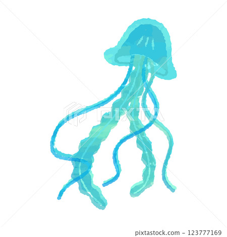 水母向量插圖 - 印刷品、印章、拼貼、水彩、手繪風格 123777169