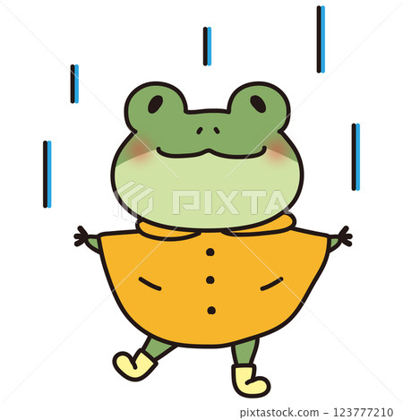 一隻穿著雨衣享受雨的青蛙 123777210