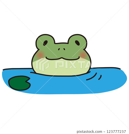 Frog peeking out of the water 123777237