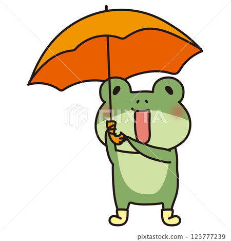 一隻穿著靴子並拿著傘的青蛙 123777239