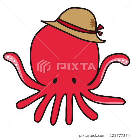 Octopus wearing a straw hat Octopus wearing a straw hat 123777274