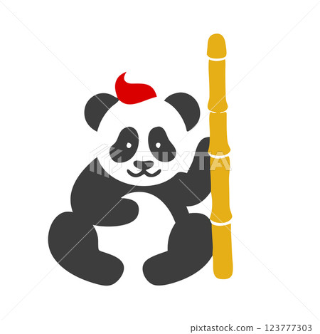 Cute Panda with Sugarcane Icon - Perfect Wildlife Symbol for T-Shirts, Kids Products, and Branding 123777303