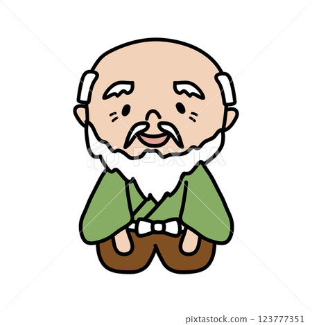 Bearded old man with hands on knees 123777351