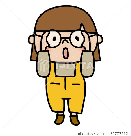 A person with glasses touching their glasses 123777362