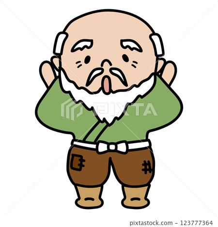 Bearded old man raising his hand 123777364