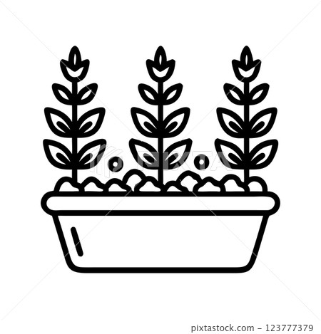 Lavender Plant in Pot Icon Simple Floral Illustration for Wellness, Gardening, and Home Decor  123777379