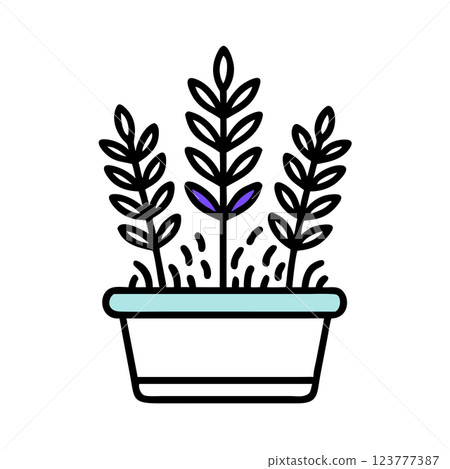 Lavender Plant in Pot Icon Simple Floral Illustration for Wellness, Gardening, and Home Decor Lavender Plant in Pot Icon Simple Floral Illustration for Wellness, Gardening, and Home Decor 123777387