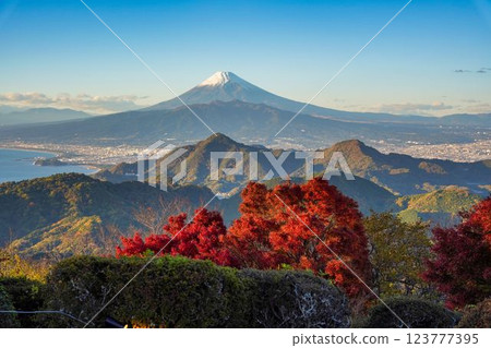 白雪皚皚的富士山的壯麗景色 白雪皚皚的富士山的壯麗景色 123777395