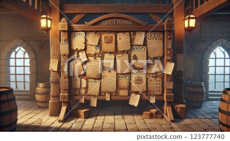 中世紀酒館裡的任務板和冒險者請求 123777740