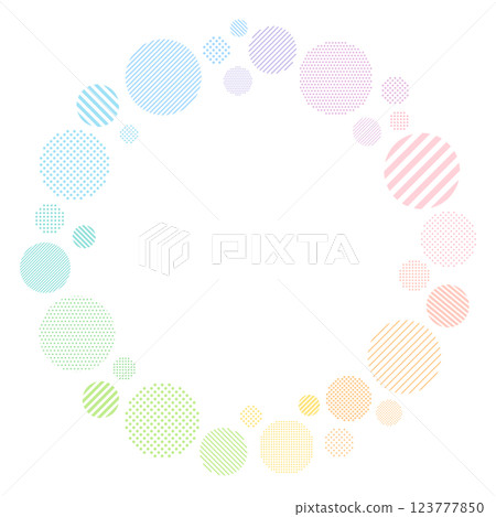 Colorful dot and stripe pattern circle ring frame 123777850
