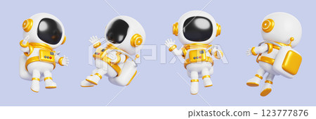 3d cute astronaut in space render set. Cartoon spaceman character flying in weightlessness and waving. Cosmonaut in suit and helmet, mascot, game personage front, side and back view. 3D illustration 3d cute astronaut in space render set. Cartoon spaceman character flying in weightlessness and waving. Cosmonaut in suit and helmet, mascot, game personage front, side and back view. 3D illustration 123777876