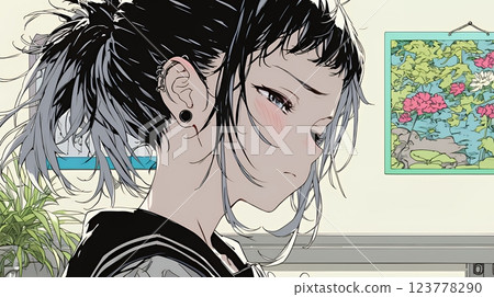 A high school girl who is bullied at school and is feeling down A high school girl who is bullied at school and is feeling down 123778290