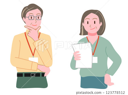 Middle-aged men and women working in office casual wear 123778512