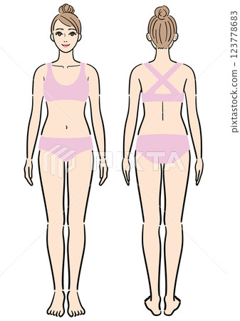 女人的整個身體,正面和背面視圖集 女人的整個身體,正面和背面視圖集 123778683