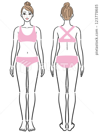 女人的整個身體,正面和背面視圖集 女人的整個身體,正面和背面視圖集 123778685