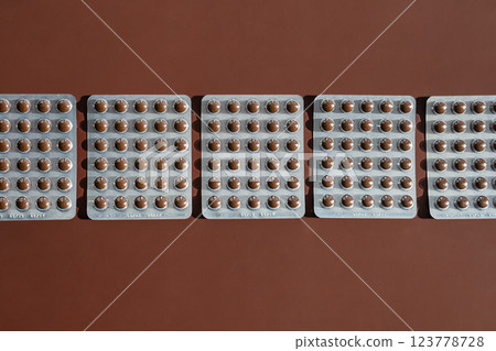 Blister Packs With Tablets In A Row. 123778728