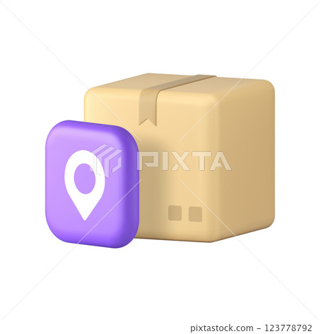 Cargo postal parcel delivery GPS location tracking 3d icon realistic vector illustration 123778792