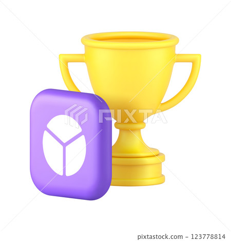 Win victory cup success management analyzing control 3d icon realistic vector illustration 123778814
