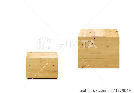 2 empty wooden crates placed on a white background. 2 empty wooden crates placed on a white background. 123779049