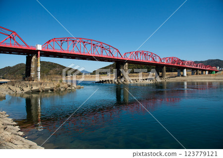 Shimanto River Red Railway Bridge 123779121