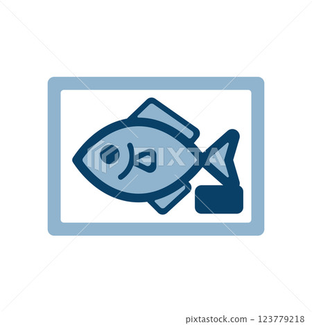 Icon illustration of fish in a tray 123779218