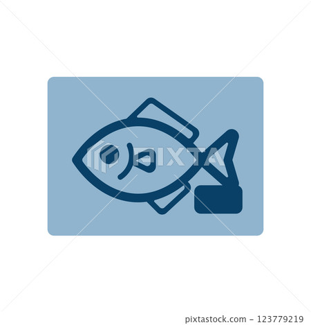Icon illustration of fish in a tray 123779219