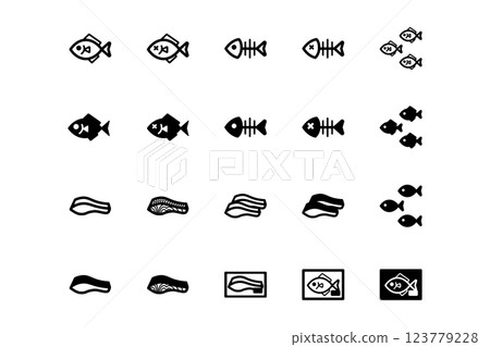 Fish icon illustration set 123779228